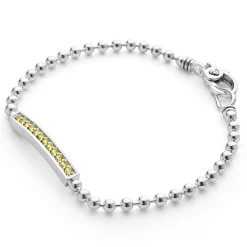 Fashion Yellow Sapphire Beaded Bracelet Silver