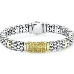 Cheap Yellow Sapphire Caviar Bracelet | 9Mm Two-Tone