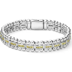 Fashion Yellow Sapphire Link Bracelet Silver